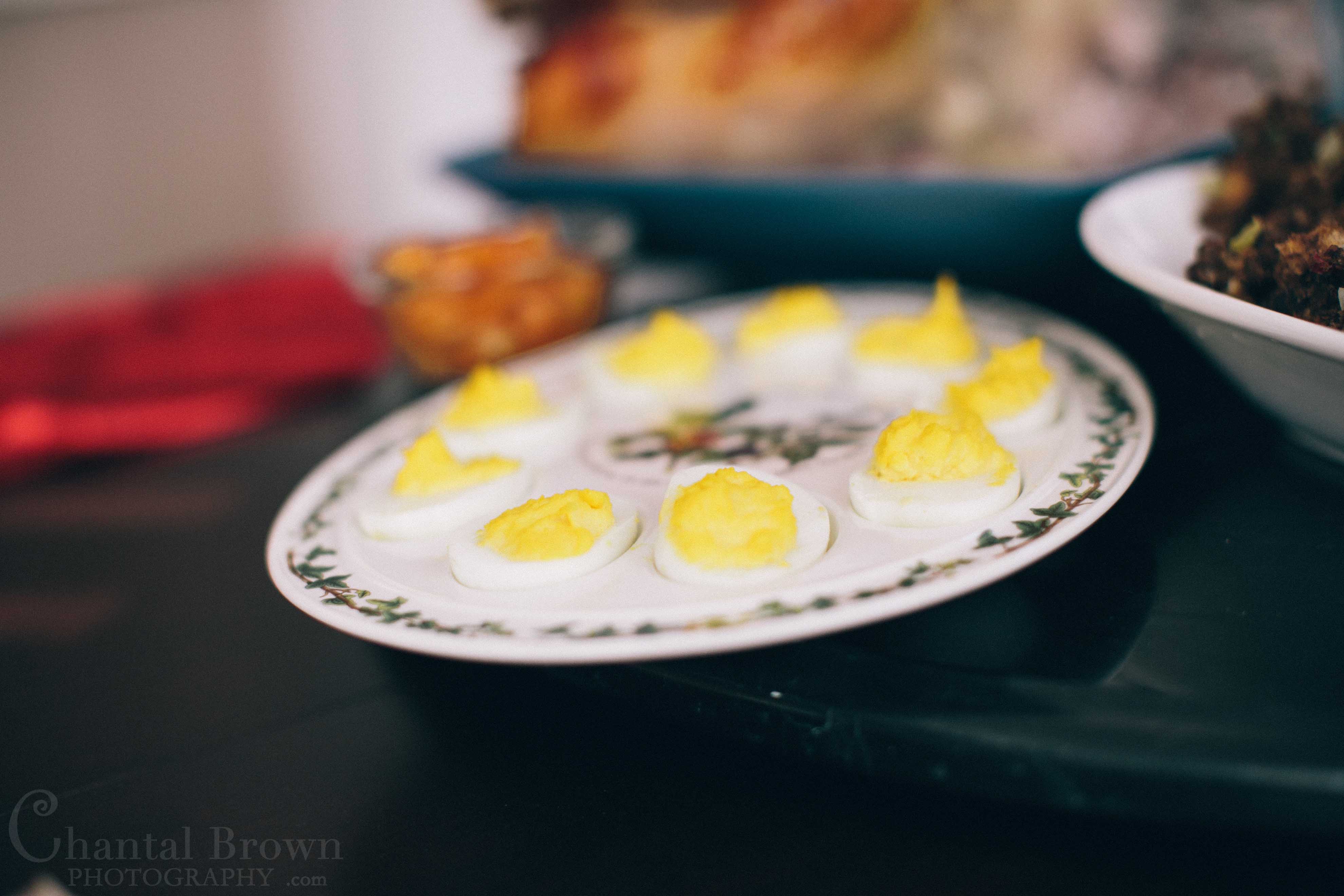 Homemade devil egg for Thanksgiving day food in Murphy portrait photographer